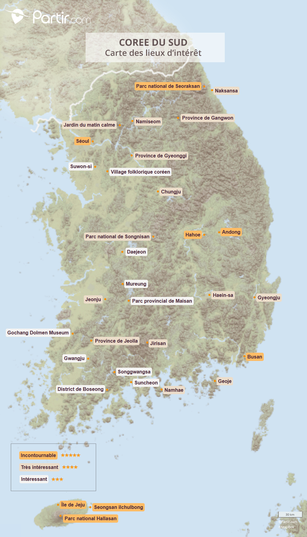 Carte Touristique De La Corée Du Sud 7041